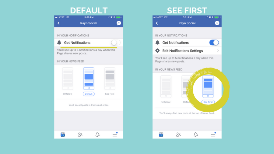 Facebook Following Mobile Default and See First